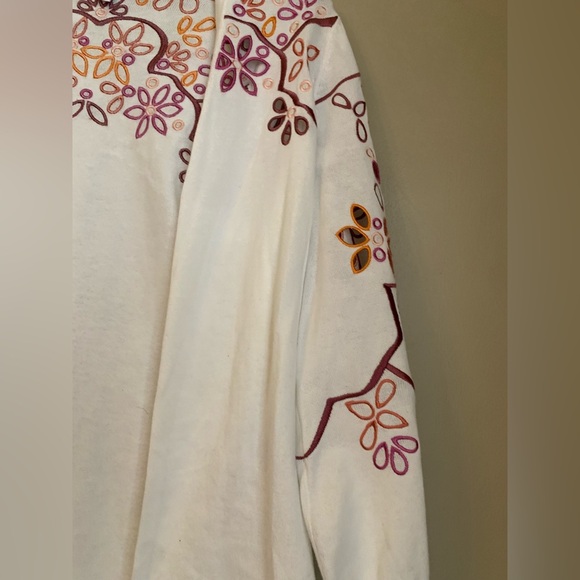 Chicos cardigan sweater multi eyelet alabaster embroidered spring Easter - Picture 5 of 11